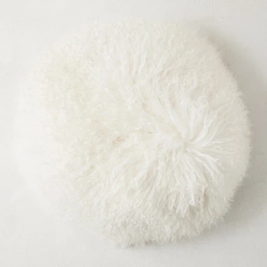 Mongolian Round Pillow 18" - White - Image 2