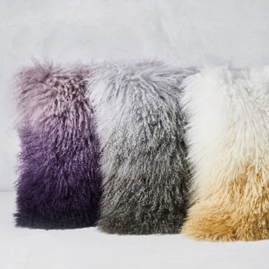 Ombre Mongolian Pillow 22" - Grey/Charcoal - Image 3