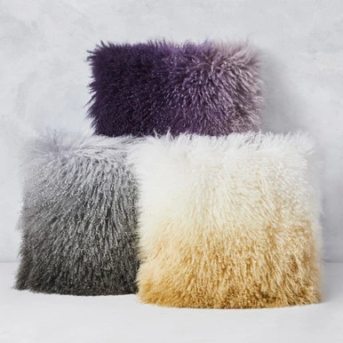 Ombre Mongolian Pillow 22" - White/Gold - Image 2