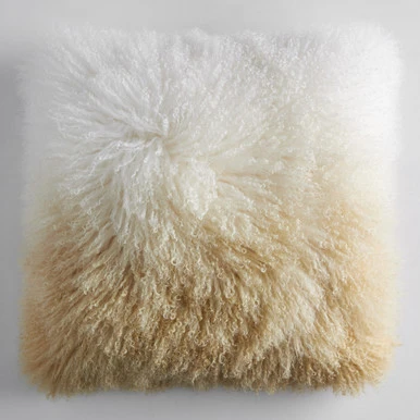 Ombre Mongolian Pillow 22" - White/Gold - Image 6
