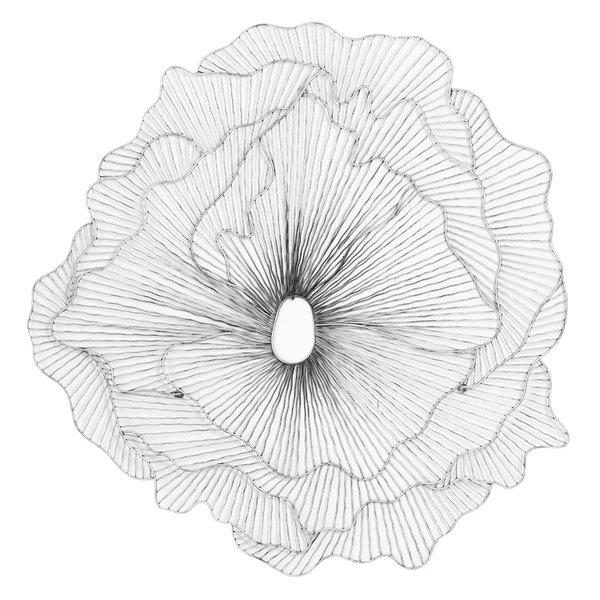 Large Poppy Flower Wall Decor - Silver/Black