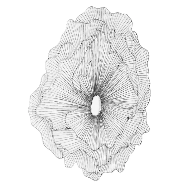 Large Poppy Flower Wall Decor - Silver/Black - Image 2